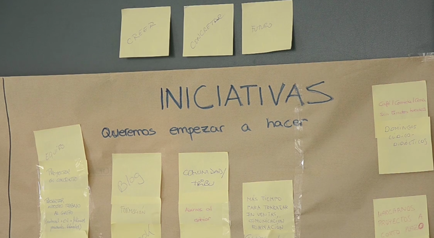 Muro de post-its de Colabora 2015: iniciativas, comunidad, formación y «queremos empezar a hacer»