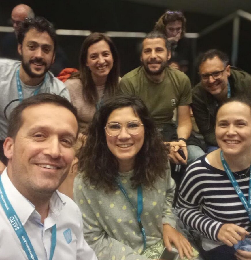 Selfie de grupo en la Coworking Spain Conference con Magma Coworking, Wekco, Fangaloka y WOW Porto