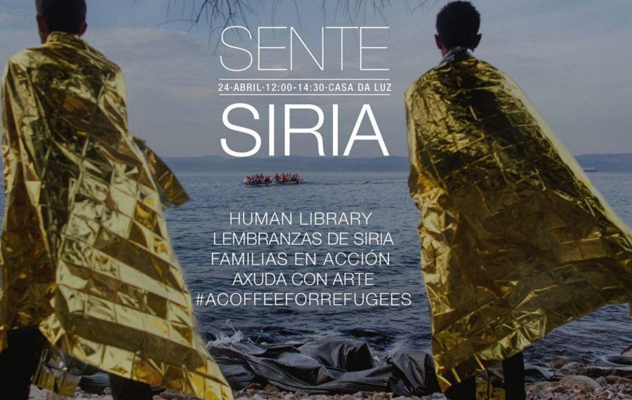 Cartel de Sente Siria: Human Library, 24 de abril, Casa da Luz, Pontevedra